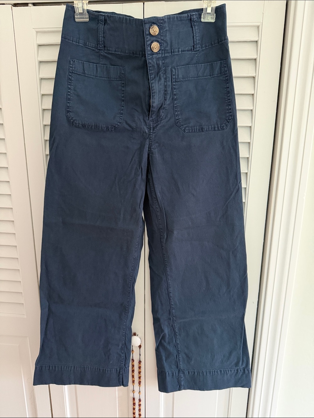 LC Lauren Conrad Navy High-Rise Wide-Leg Cropped Pants